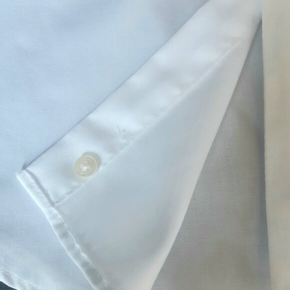 Calvin Klein SZ 16 Slim Fit Non Iron White Button Up Dress Shirt - Picture 7 of 12
